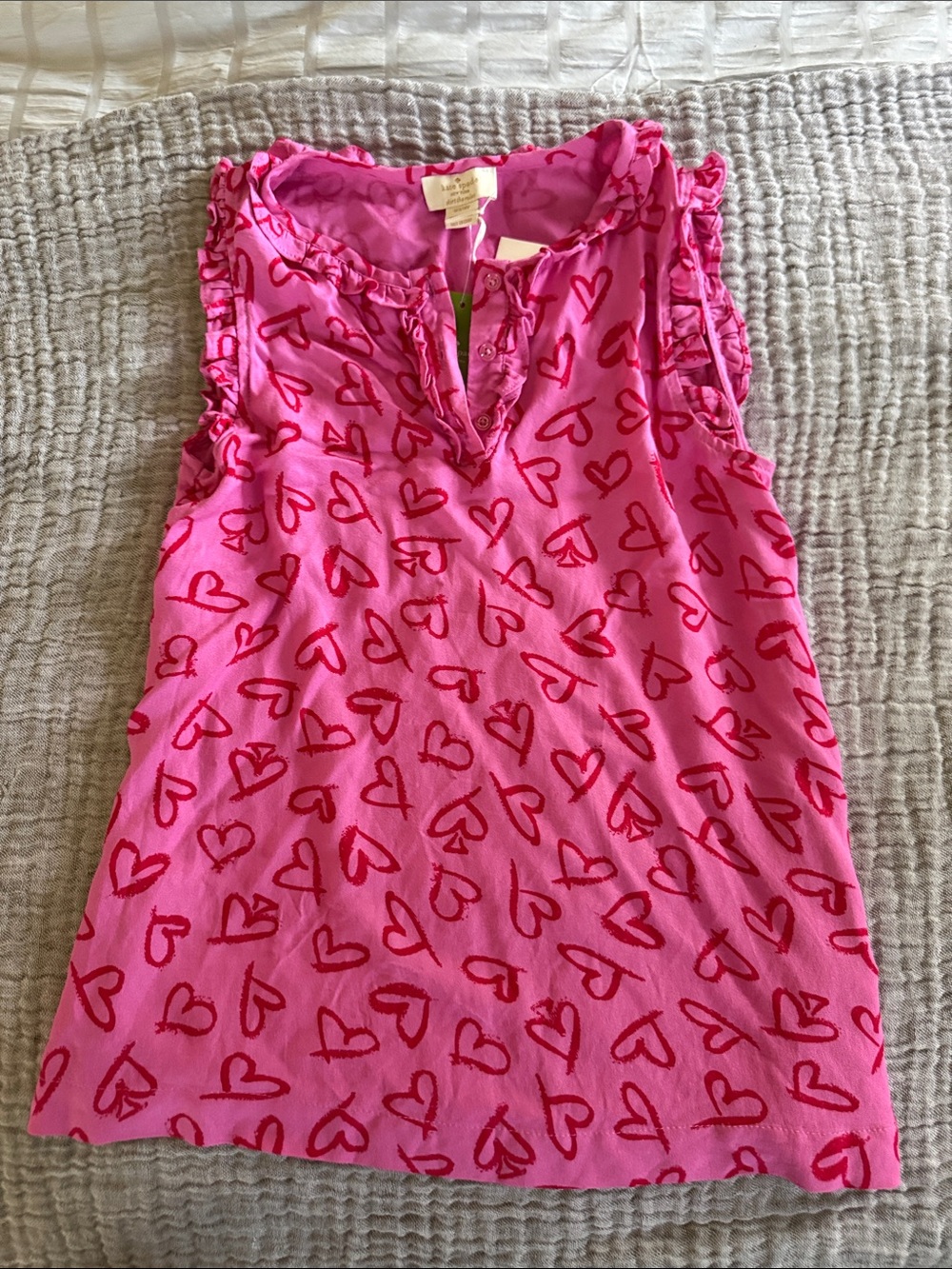 kate spade Pink Sleeveless Top with Red Heart Print